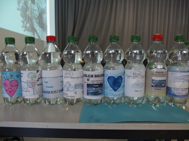 Elsenfeld Realschule Wasserflaschen mit eigenen Etiketten